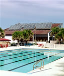 Picture of a pool that is heated using a solar hot water system