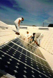 Men working on roof.