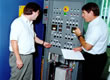 Picture of FSEC employees performing a solar thermal test.