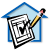 Picture of house icon with pencil, paper, checkmark.