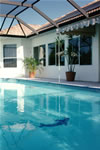 Picture of a residential pool heated by solar hot water.