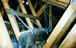 Picture of Conventional attic mounted duct system.