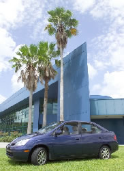 Photo of a Toyota Prius in front of the FSEC building.