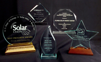 Photo of awards received by the Florida Solar Energy Center.