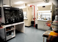 Photo of glove box in the hydrogen lab.