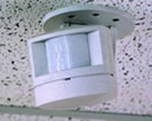 Picture of a ceiling mounted motion sensor at FSEC.