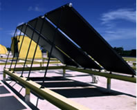 Picture of solar thermal collectors of FSEC's roof.
