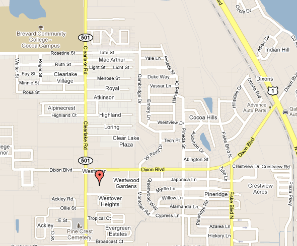 Map pointing to the location of the FSEC Residential Training Center