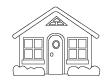 Line drawing of a house.
