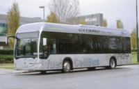 Picture of a European fuel cell bus project, June 2002.