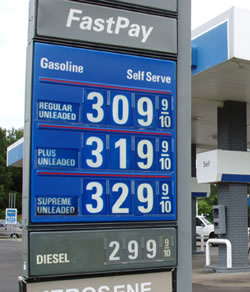 Picture of gas prices in Cocoa, Florida.