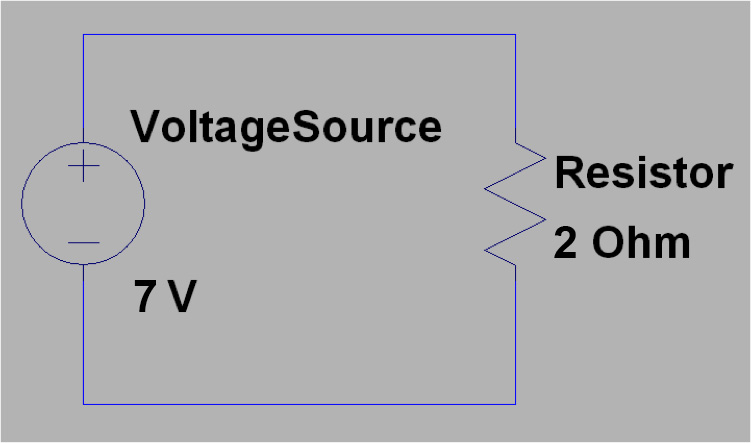 Current flow from voltage source to resistor
