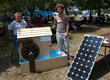Photo of student built solar electric water wheel.