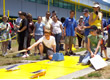 Students racing model solar cars.