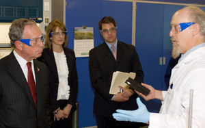 Photo of NYC Mayor Bloomberg, Deputy Mayor Patricia Harris, and Michael Hopper, Director of Advance Operations