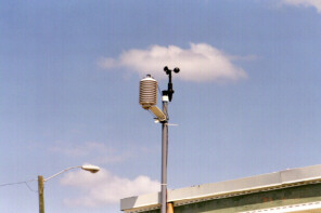 Example of a roof top meteorological station (right).
