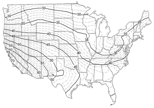 USA Map of Energy Costs Percentages