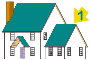 Drawing of one-story house.