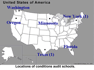 Map of Audit Locations in US.