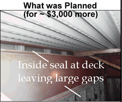 Picture of Inside seal at deck leaving gaps.