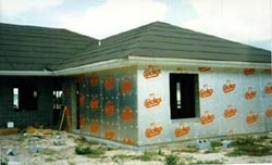 Picture of Exterior R-10 isocyanurate insulation used on PVRES home.