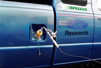 Picture of an Hydrogen/natural gas fueling (HYTEST fuel) of Ford Ranger, FSEC H2 Lab.