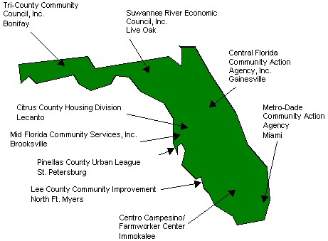 A Florida map that shows the locations of SWAP participating agencies.